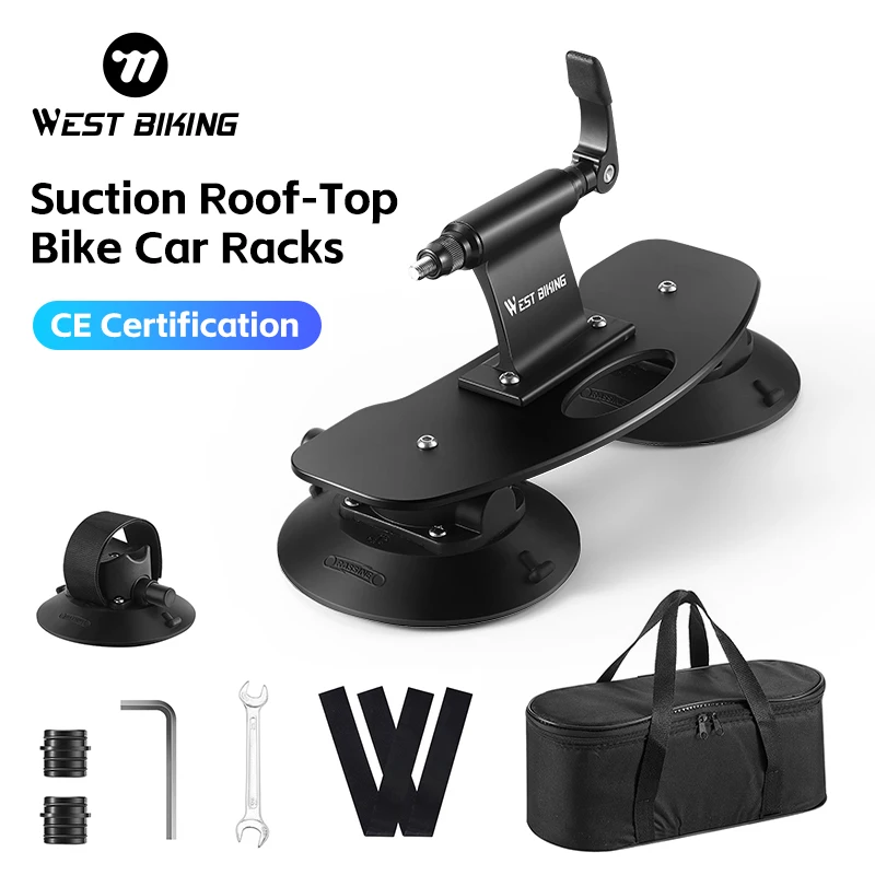 WEST BIKING Bicycle Carrier Car Racks Suction Cups Roof-Top Trunk Bike Roof Holder MTB Road Bike Quick Install Cycling Racks