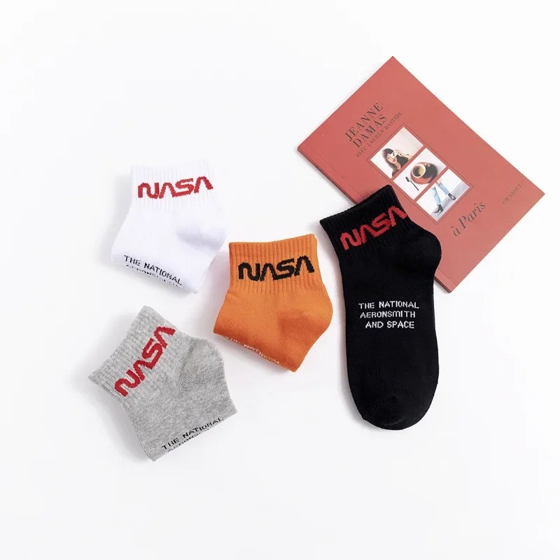 Trendy Heron Preston Short Socks NASA Letter Printed Cotton Sports Socks For Men Spring Summer Fashionable Pop-Socks