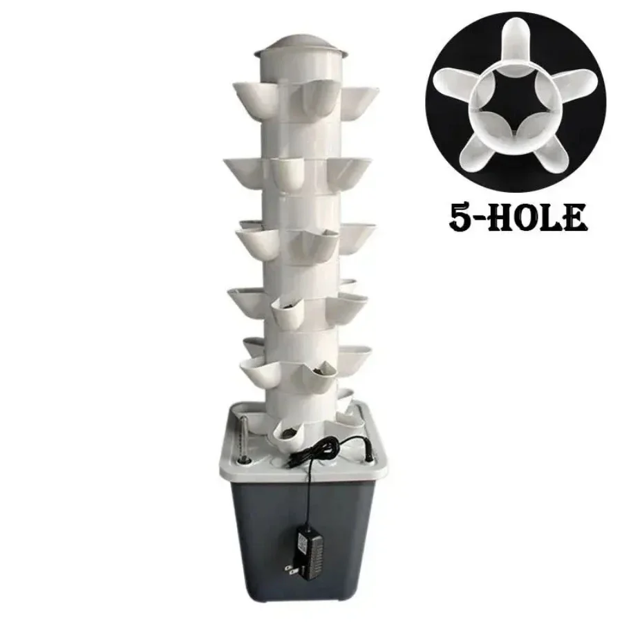 

Hydroponic Growing System Mini Indoor Outdoor Home Grow Herb Vertical Garden Tower 6 Tiers 30 Holes Vegetables Planter