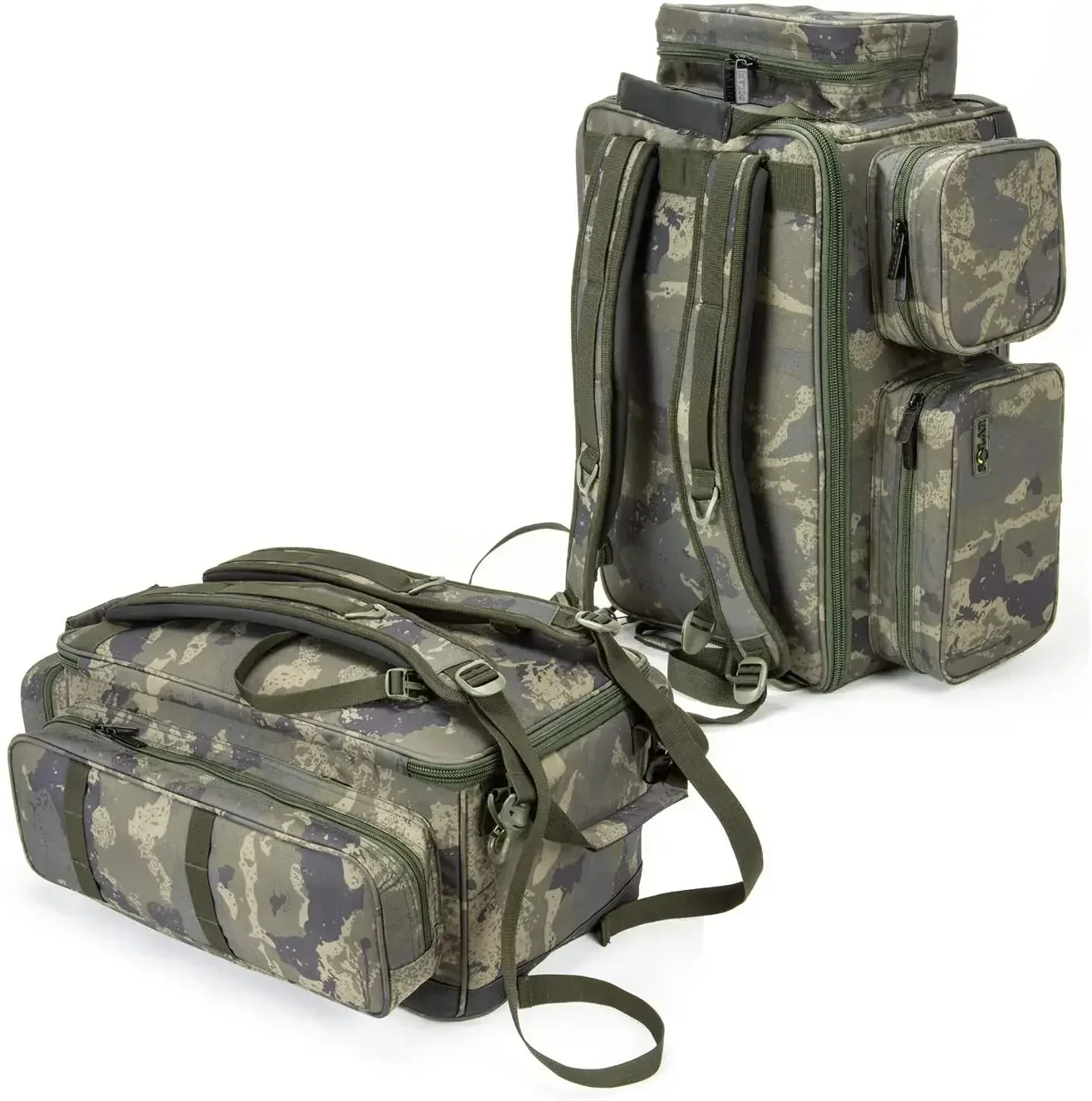 Custom oversized  900D oxford Tackle Unisex Khaki Green Fishing Tackle Ruck bag for Storage Organisation