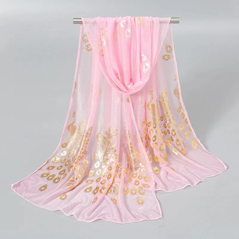 170 cm * 60 cm Pauw Bronzing Sjaal Elegante Dunne Ademende Sjaal Vrouwen Zonnebrandcrème Winddicht Hoofd Wrap Reizen Strandlaken