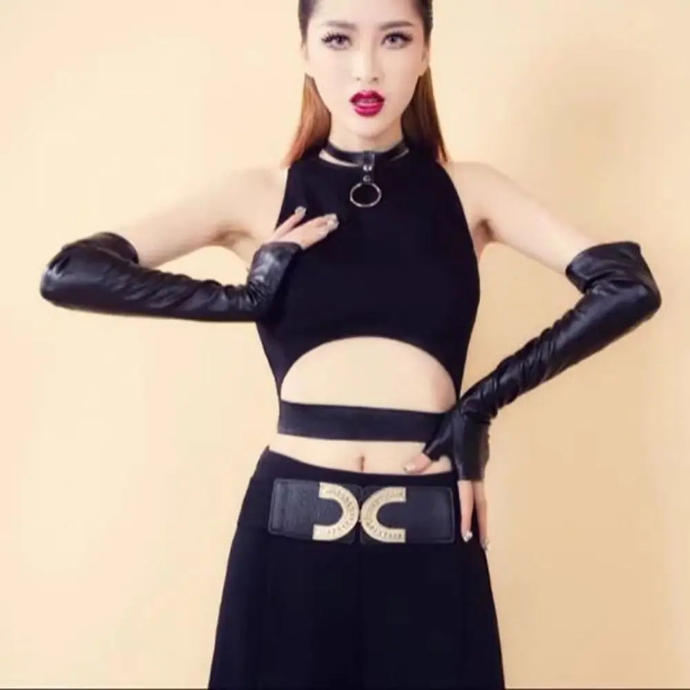 

Cosplay Fake Leather Metallic Gloves Gold Silver Elbow Length Long Gloves Latex Gloves Women