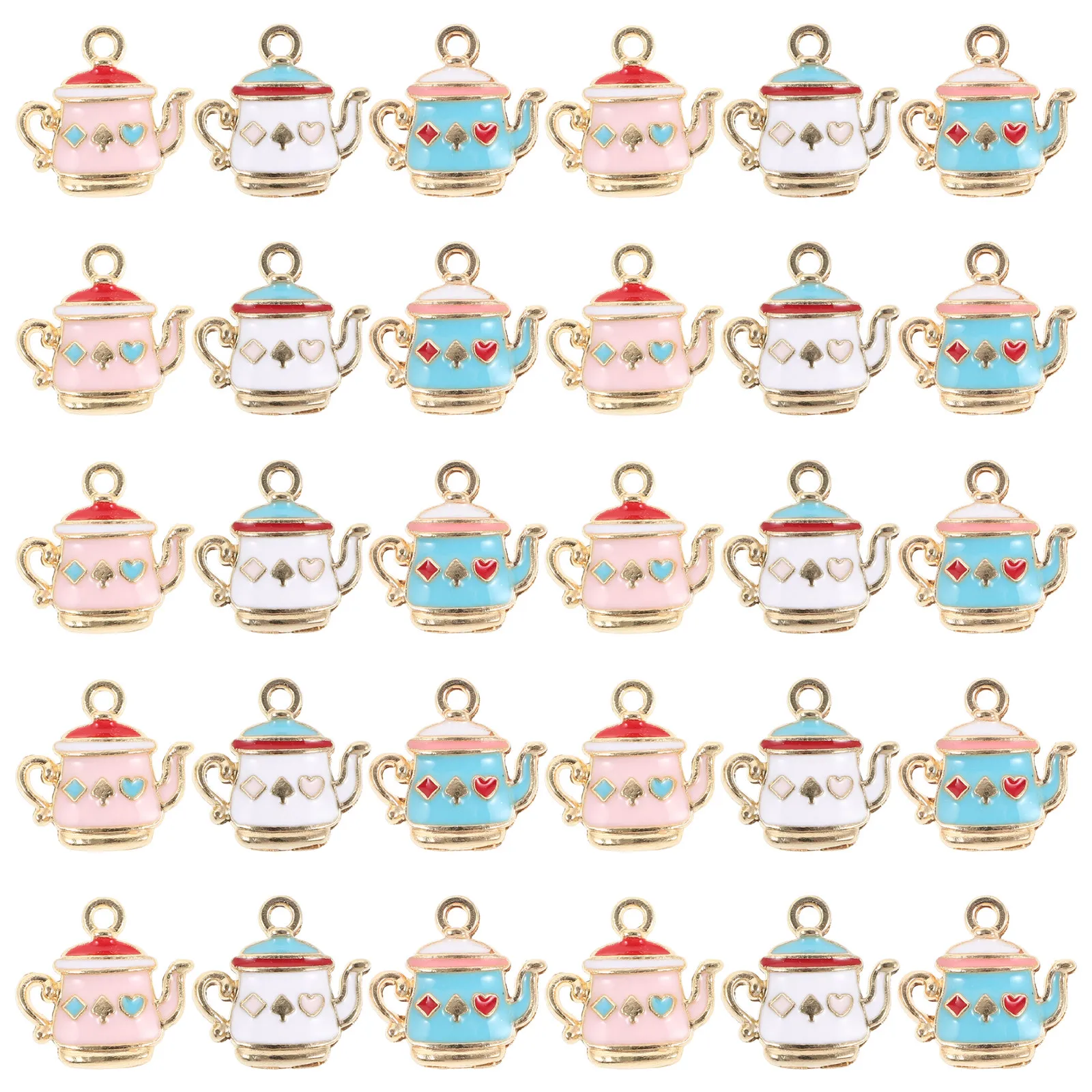 

60Pcs Mini Kettle Pendants Teapot Enamel Charms Zinc Alloy Jewelry Findings for DIY Teapot Necklace Bracelet Earring Keychain