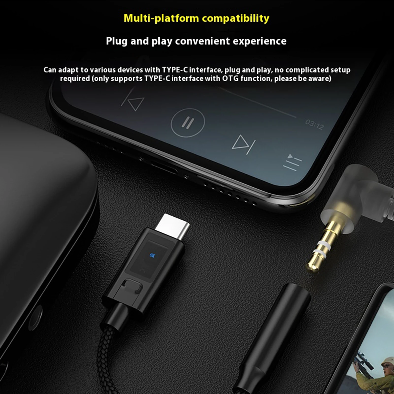 DAC فك مكبر للصوت المهنية 4-Stage EQ ضبط سماعة محول الصوت سماعة كابل محول للهاتف المحمول اللوحي