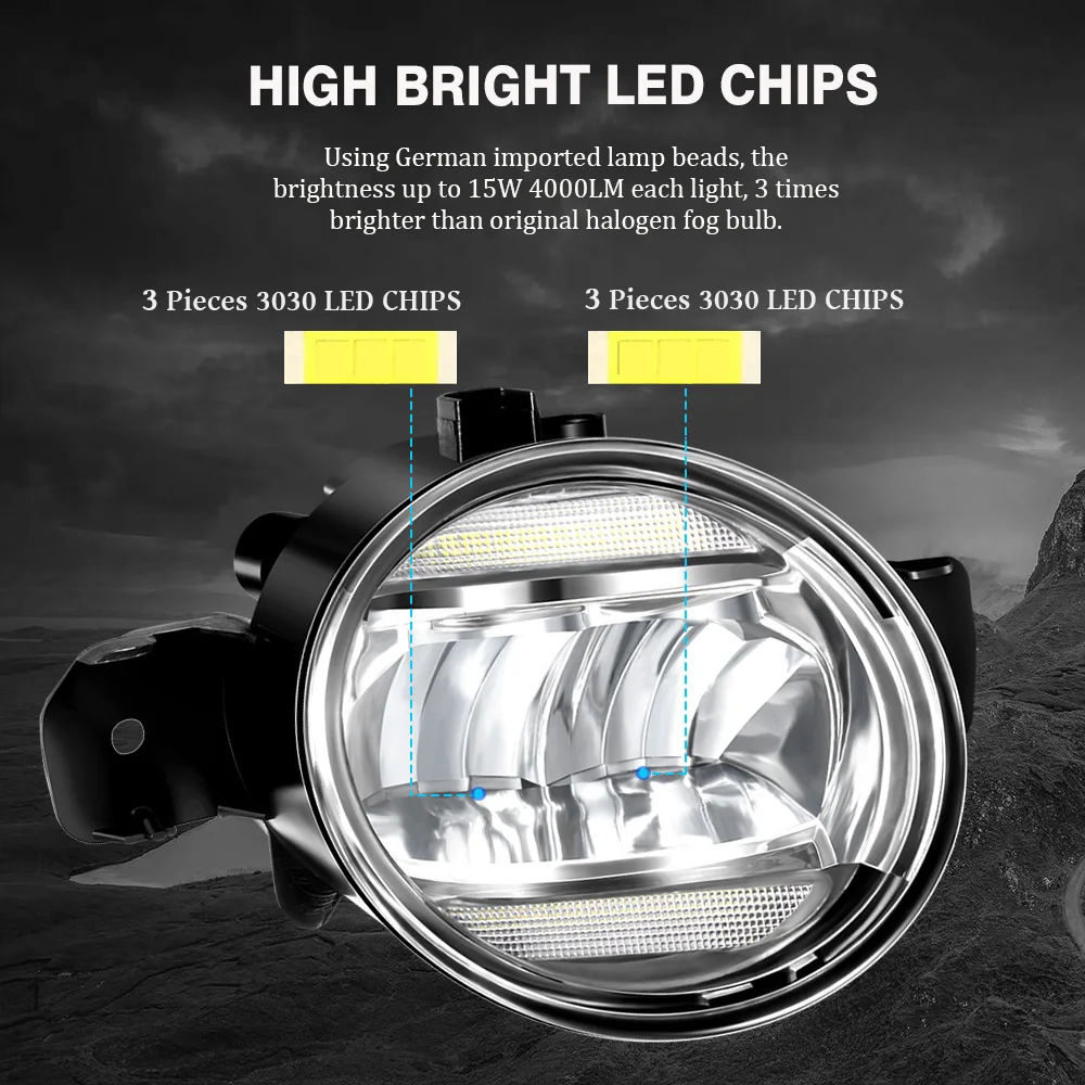 2in1 Fog Light Assembly For Nissan Sentra 2004-2018 (Except SE-R) 30W 8000LM Car LED Fog Lamp DRL Daytime Running Light H11 12V