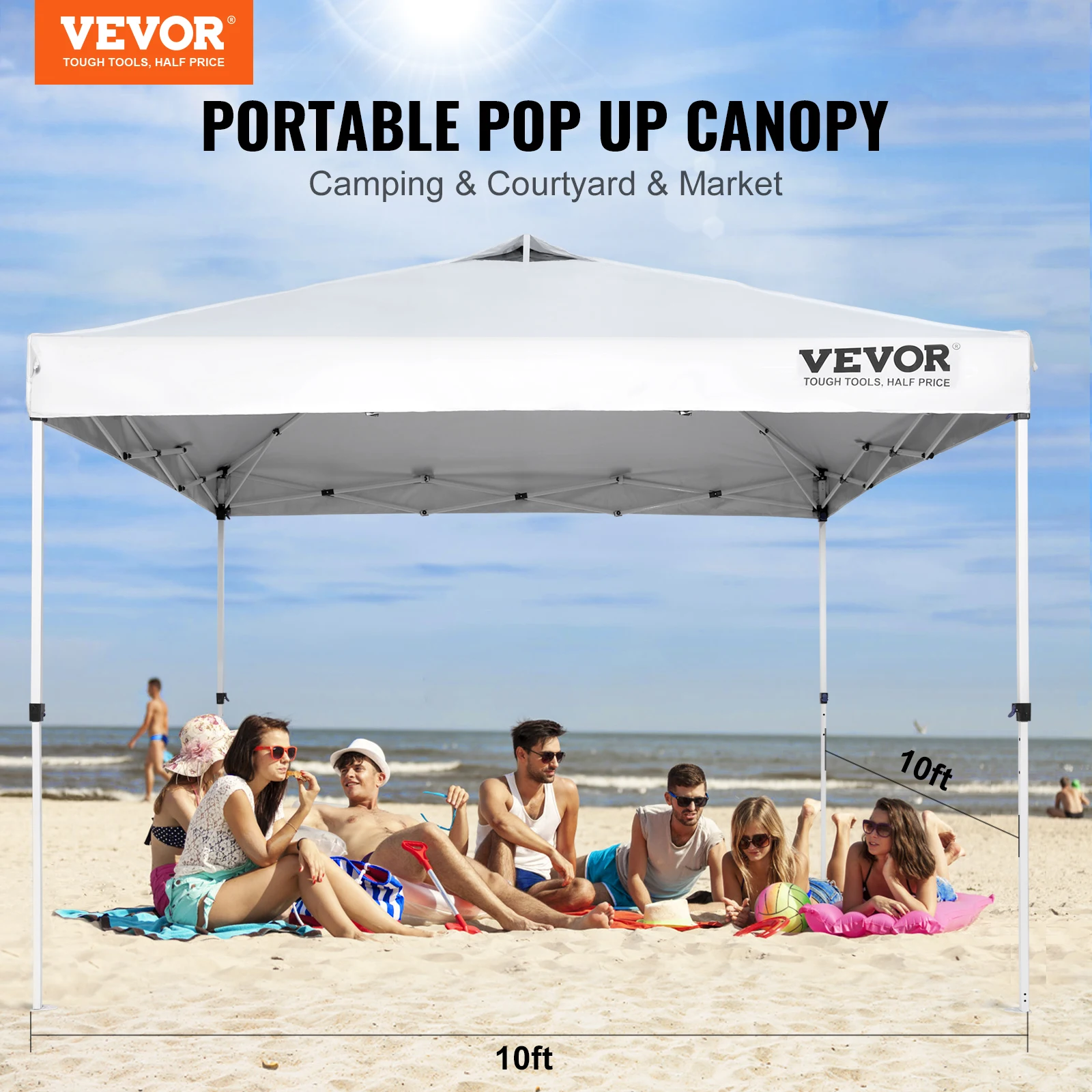 VEVOR-Pop Up Canopy Tent com rolo portátil Bag, Gazebo impermeável, PU, prata revestido Tarp, 4 sacos de areia, Sun Shelter, 250D