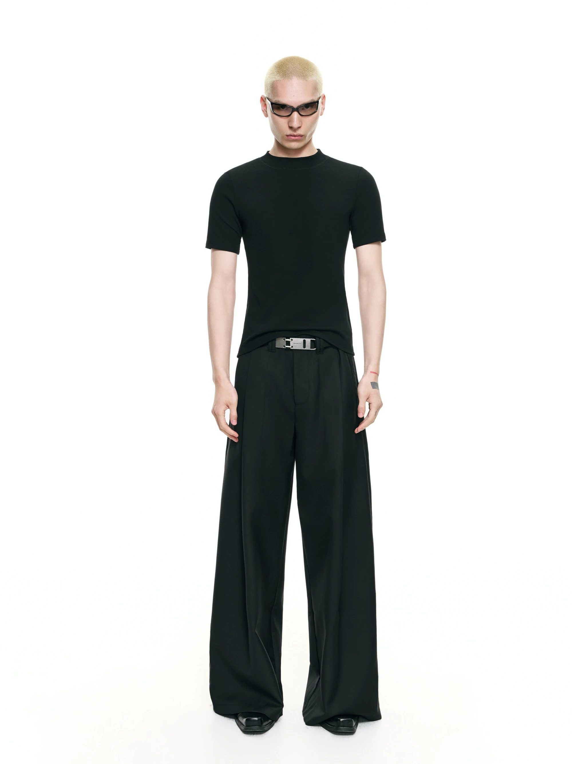Skin-friendly Slim-fit Short Sleeve T-shirt round Neck Tight Base Shirt Elastic Summer Cleanfit Cotton Polyester Spandex Blend
