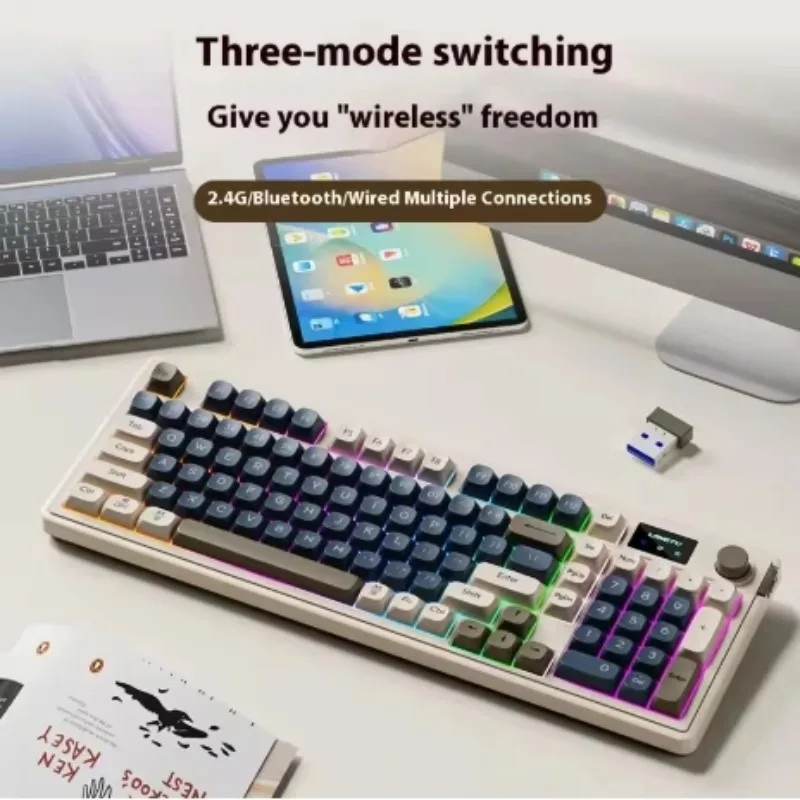 L98 Tri-mode Bluetooth Wired Wireless Keyboard High-value Gaming Gaming Office Silent Membrane Keyboard