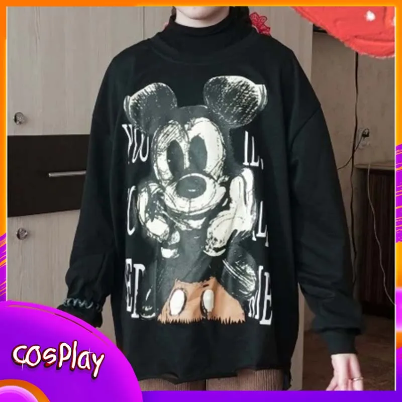 

Mickey Hoodie Disney Cartoon Retro Loose Sweatshirt Casual Women'S Long Sleeves T-Shirt Fashion Top Girl Outdoor Clothing Gift