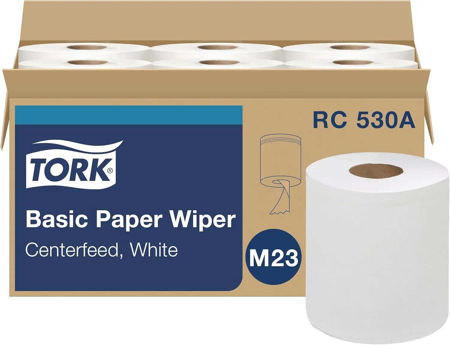 

Centerfeed Hand Towel White M23, 6 x 530 Towels, One-at-a-time Dispensing, High Capacity