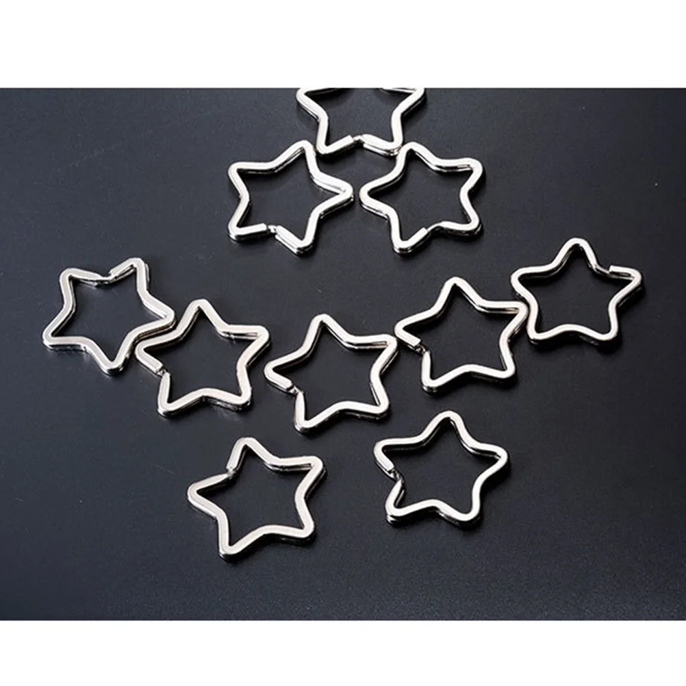 

50pcs Metal Split Key Chain Star Shape Keychain Connector Pentagram Key Holder Key Decor Accessories