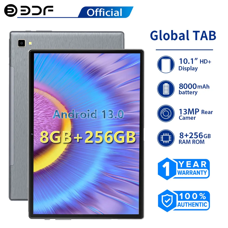 BDF AndroidタブレットPC 10.1インチ オクタコア 8GB RAM 256GB ROM 4G