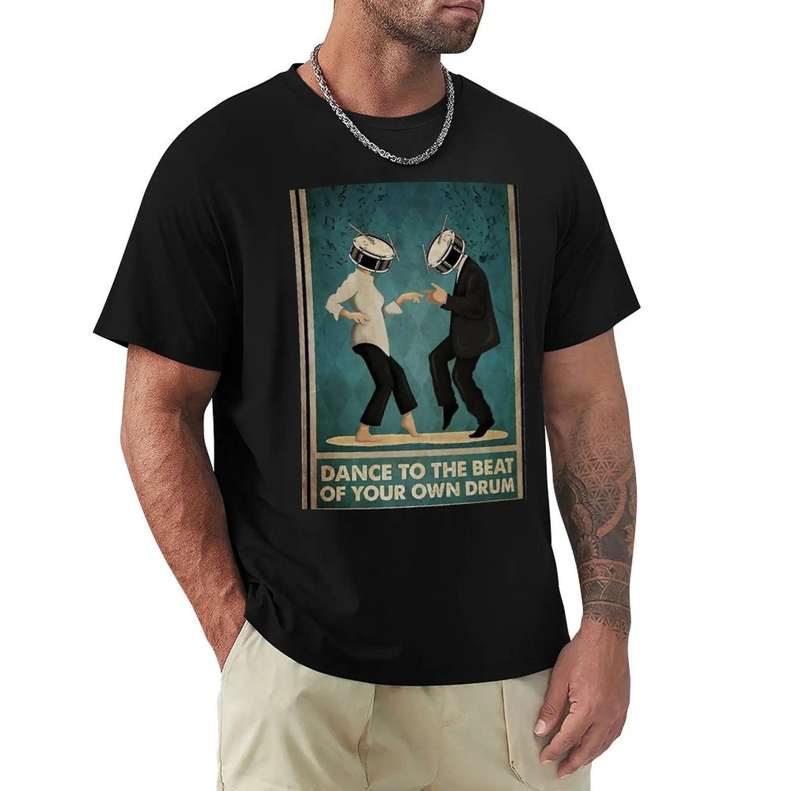 

pulp fiction dance to the beat drum head T-Shirt Basic Lightweight Short Sleeve Tee