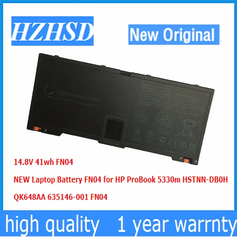 14.8V 41wh New Original FN04 Laptop Battery for HP ProBook 5330m HSTNN-DB0H  QK648AA 635146-001 FN04