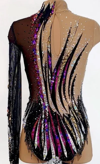 Damen Figur Eislaufen Kleid lyrischen Tanz Ballett Gymnastik Trikot Tutu ärmellose Strass Bühne Performance Dance wear