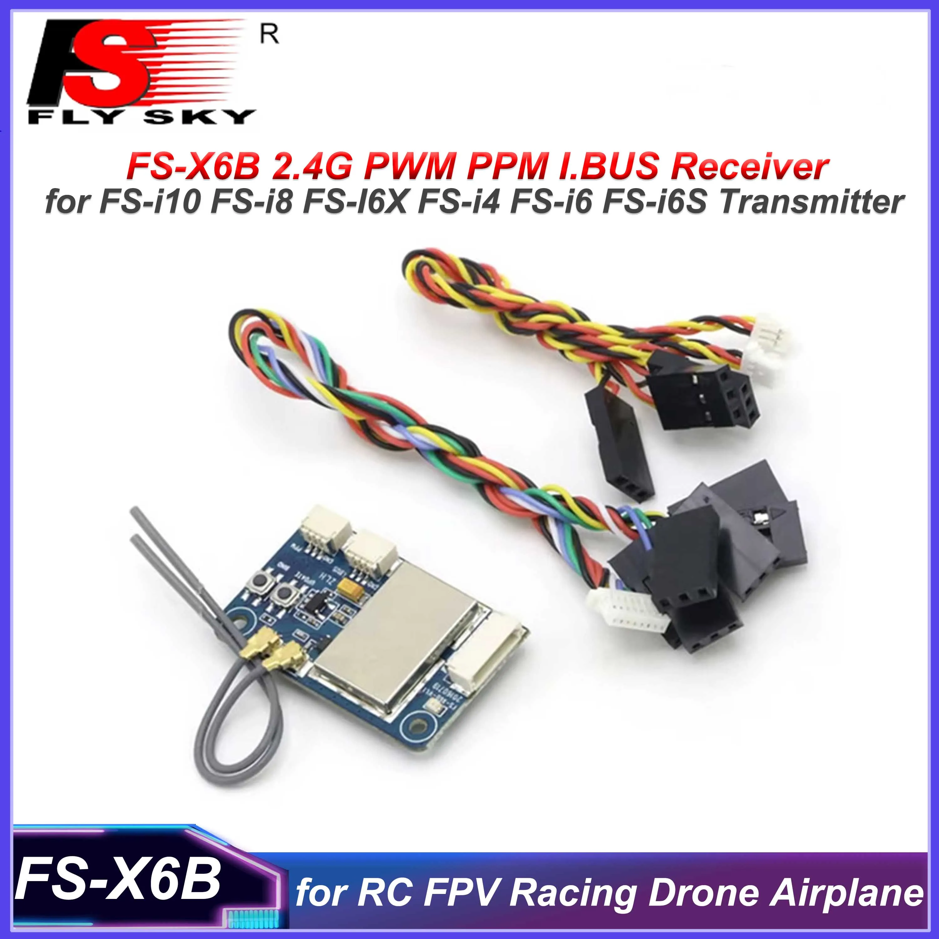 

FlySky FS-X6B 2.4G PWM PPM I.BUS Receiver for FS-i10 FS-i8 FS-I6X FS-i4 FS-i6 FS-i6S Transmitter RC FPV Racing Drone Airplane