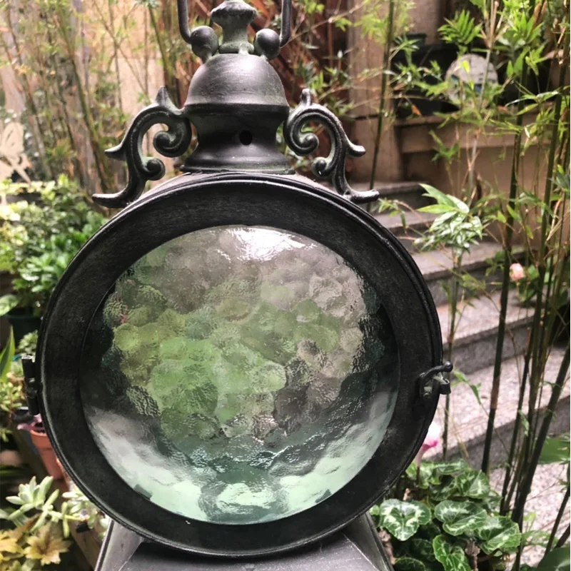 Indoor Outdoor Decorative Vintage Metal Glass Hurricane Candle Lantern