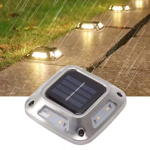 8 LEDs Solar Ground Light Waterproof Square Solar Garden Lamp Stainless Steel Intelligent Light Control Deck Lights Outdoor