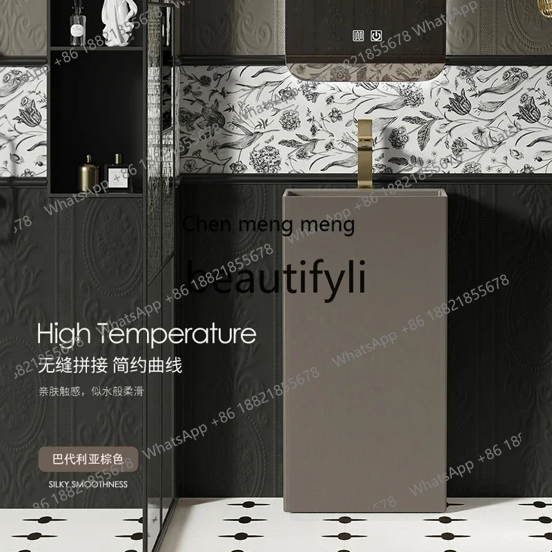 French retro wash basin ceramic column basin household hotel villa retro floor-to-ceiling wash basin