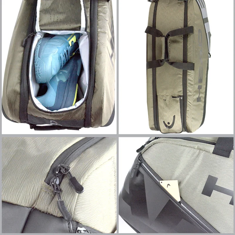 HEAD Tennis Badminton Racket Bag Large Capacity Sports Handbag Retro Training Clothes Shoes Backpack