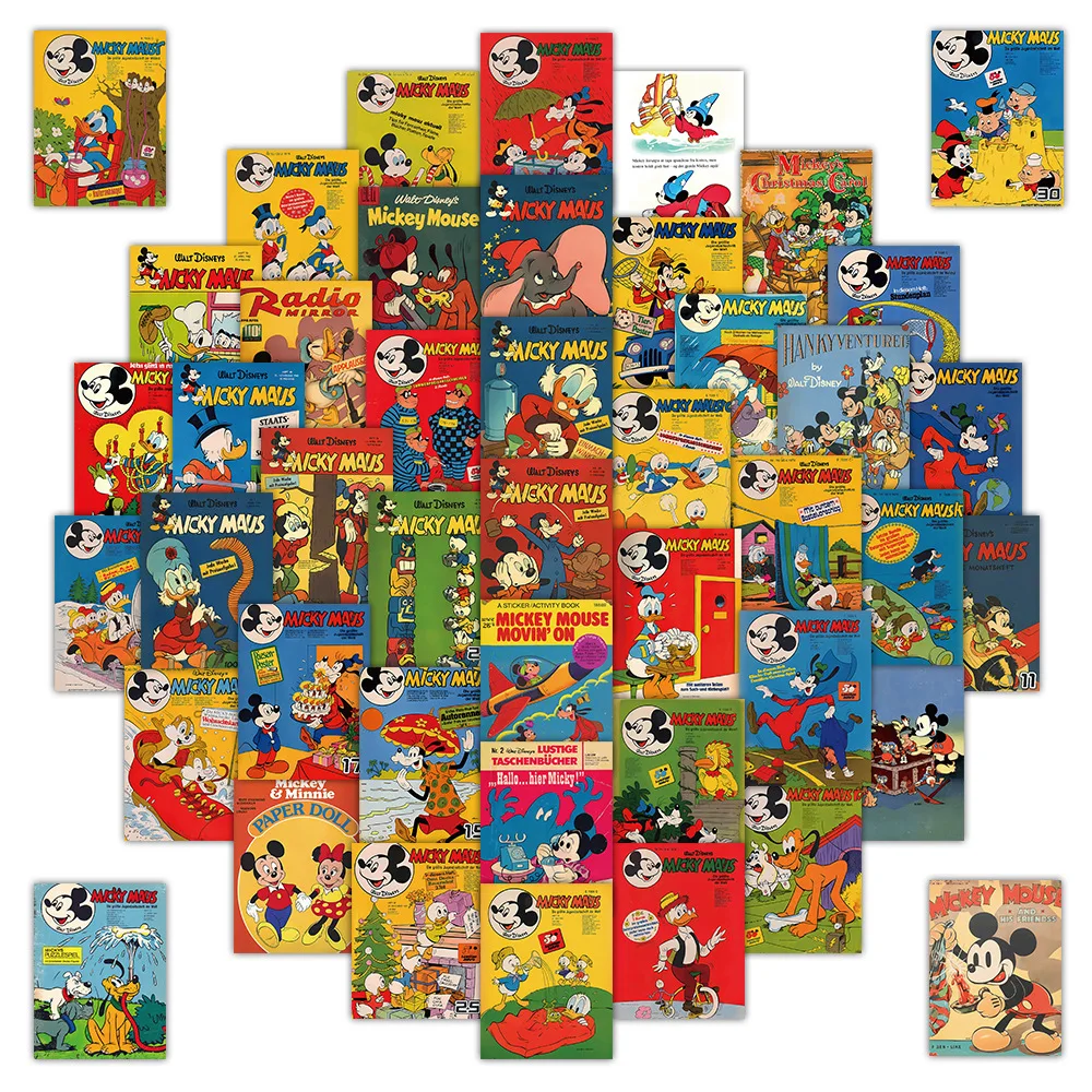 

50pcs Classic Retro Cartoon Disney Poster Stickers Waterproof Decorative Stickers For Laptop Skateboard Diy Stickers Kids Gift