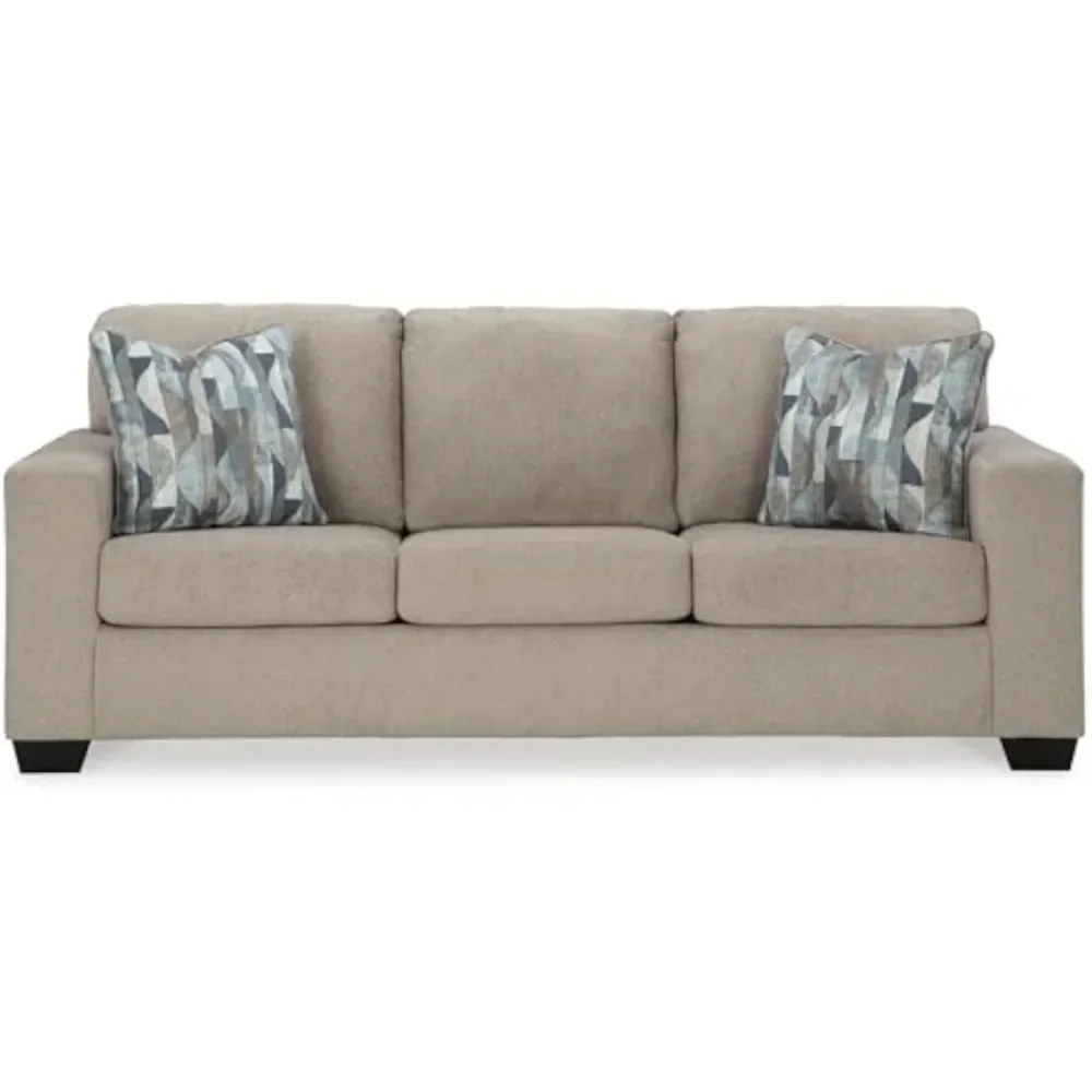 Signature Design by  Contemporary Sofa with 2 Accent Pillows Living room sofa, 2-seater sofa，Beige