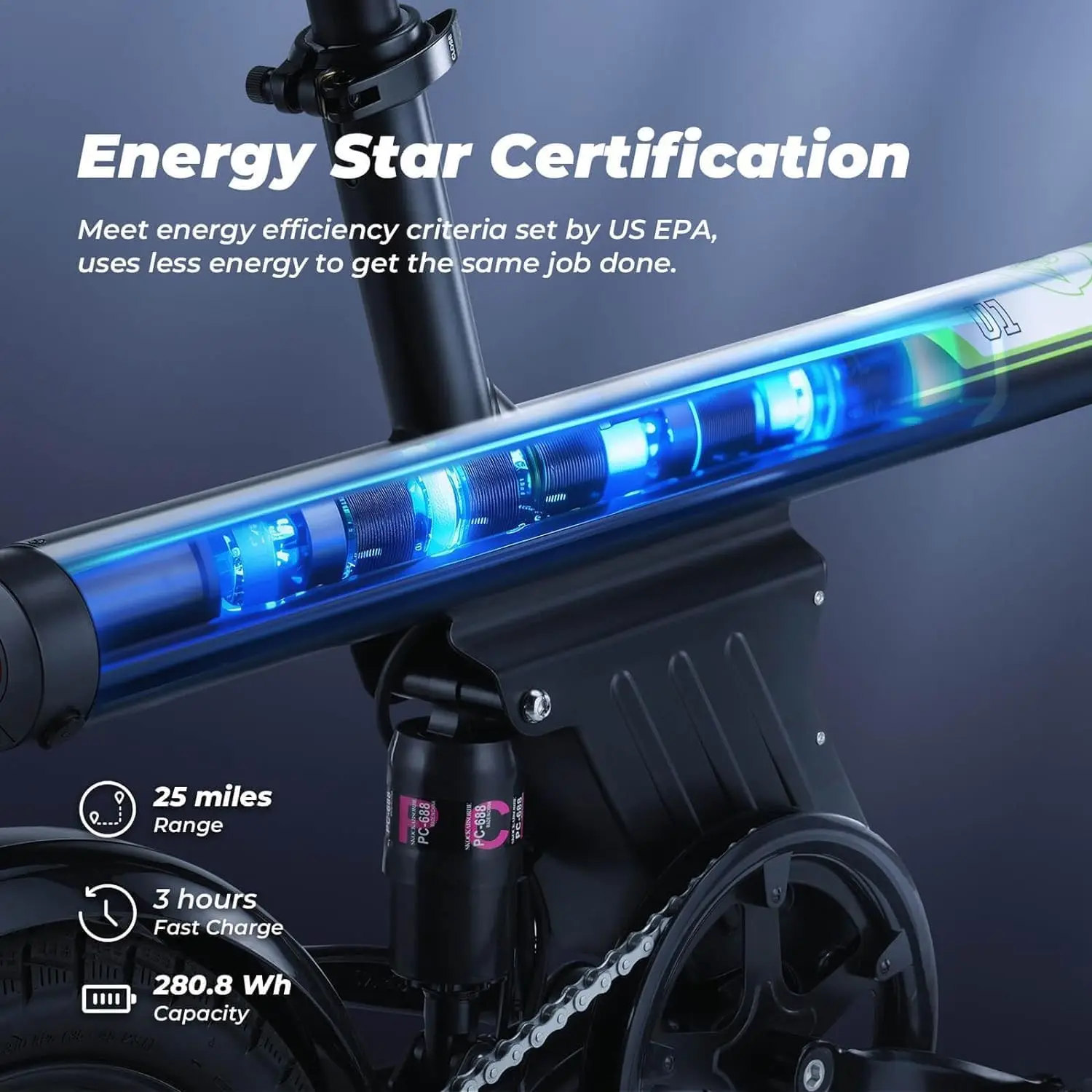 Electric Bike for Adult 500W Motor, 20 mph Folding Ebike, 14"/16"/20" Adult Electric Bicycles with Smart Uphill image 3