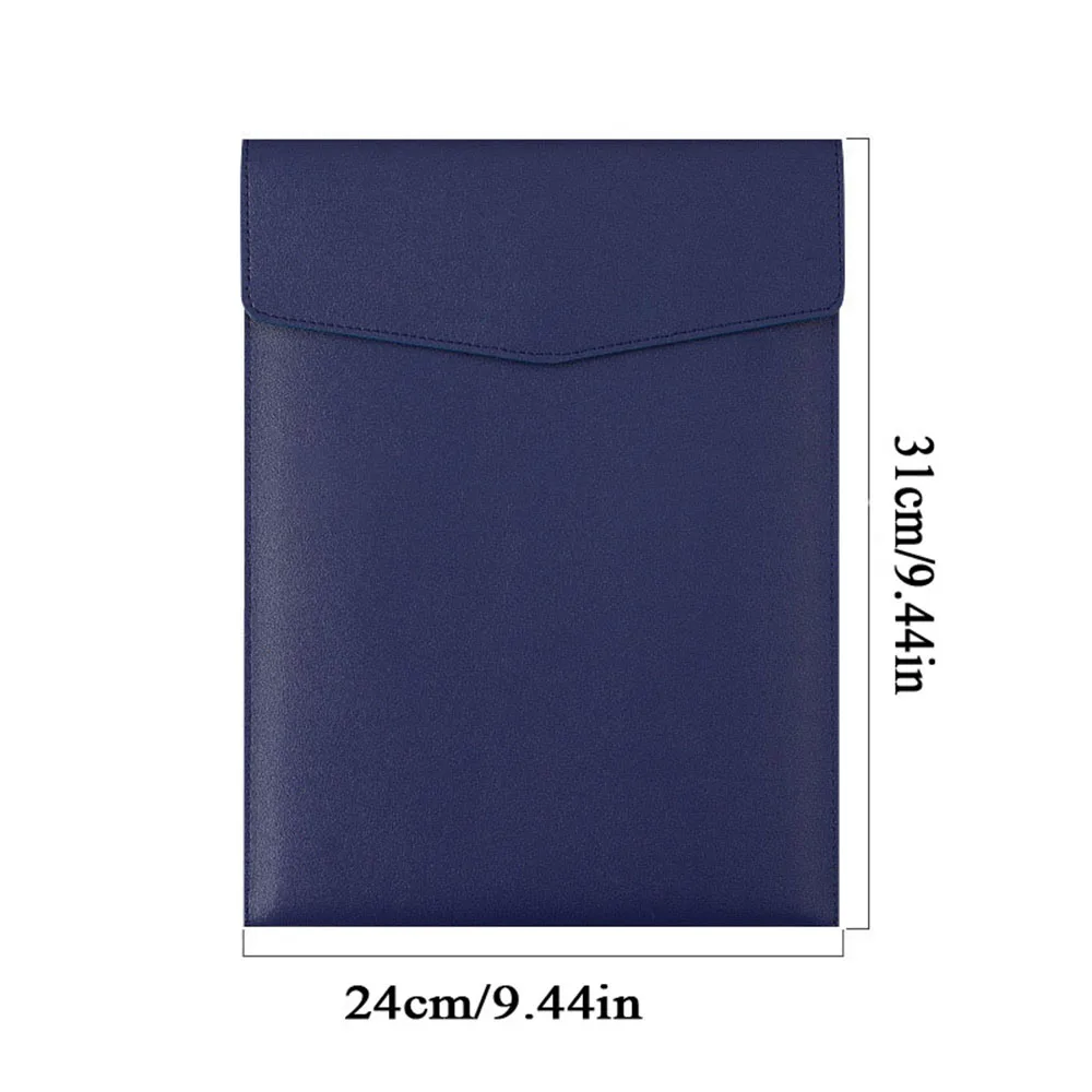 A4 File Pocket Dustproof Documents Pouch Faux Leather Snap Closure Business File Bag Large Capacity School Office Stationery