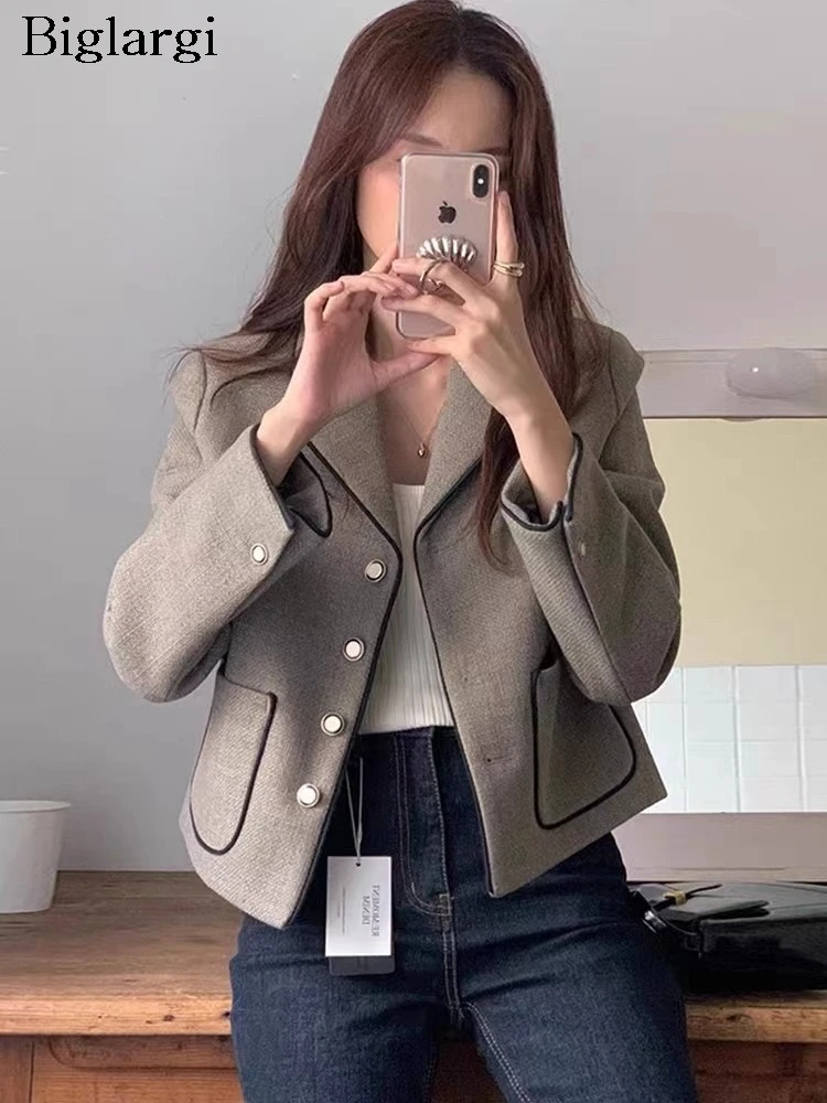 

Осенний пиджак, пальто, женские элегантные модные тонкие лоскутные женские укороченные куртки, женские пальто в корейском стиле