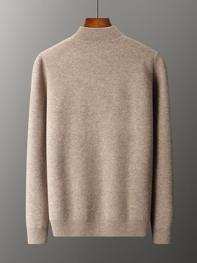 Autumn Winter Men's Cashmere Thick Mock Neck Pullover 100% Merino Sweater Casual Smart Knitwear Long Sleeve Soft Warn Daily Tops
