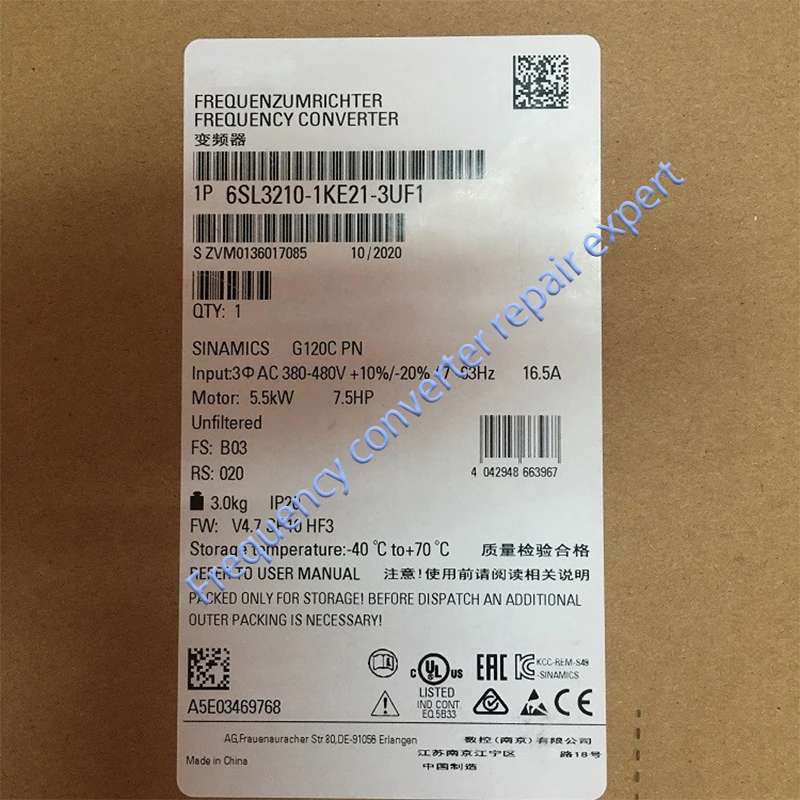 

6SL3210-1KE21-3UF1 6SL3 210-1KE21-3UF1 Original Factory Agent, New Original