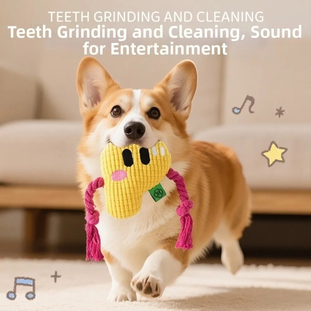 

Alphabet Sounds Dog Chew Toy Bite Resistant Pineapple Fleece Dog Rope Knot Toy Two-Tone Color Blocking Chew Resistant