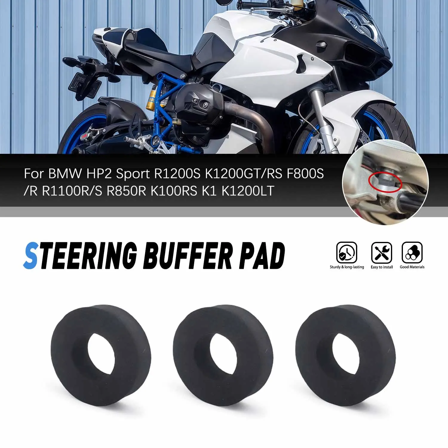 

For BMW S1000RR K1 K1200RS K1200GT K1200LT R1250RT R1250GS R1250R R1100R Steering cushioning cushion pad Motorcycle Part
