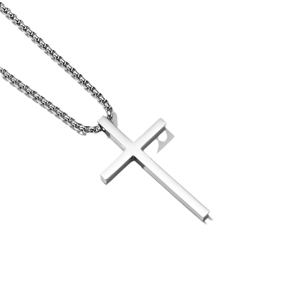 2 Stück goldfarbene Kreuzanhänger-Halsketten-Set für Herren, Edelstahl, gedrehte Seilboxkette, Choker, Damen, Punk, Modeschmuck – Detail 12
