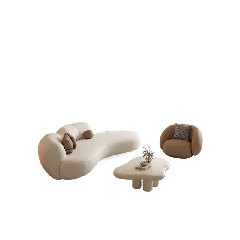 

Internet celebrity curved cream wind sofa small apartment