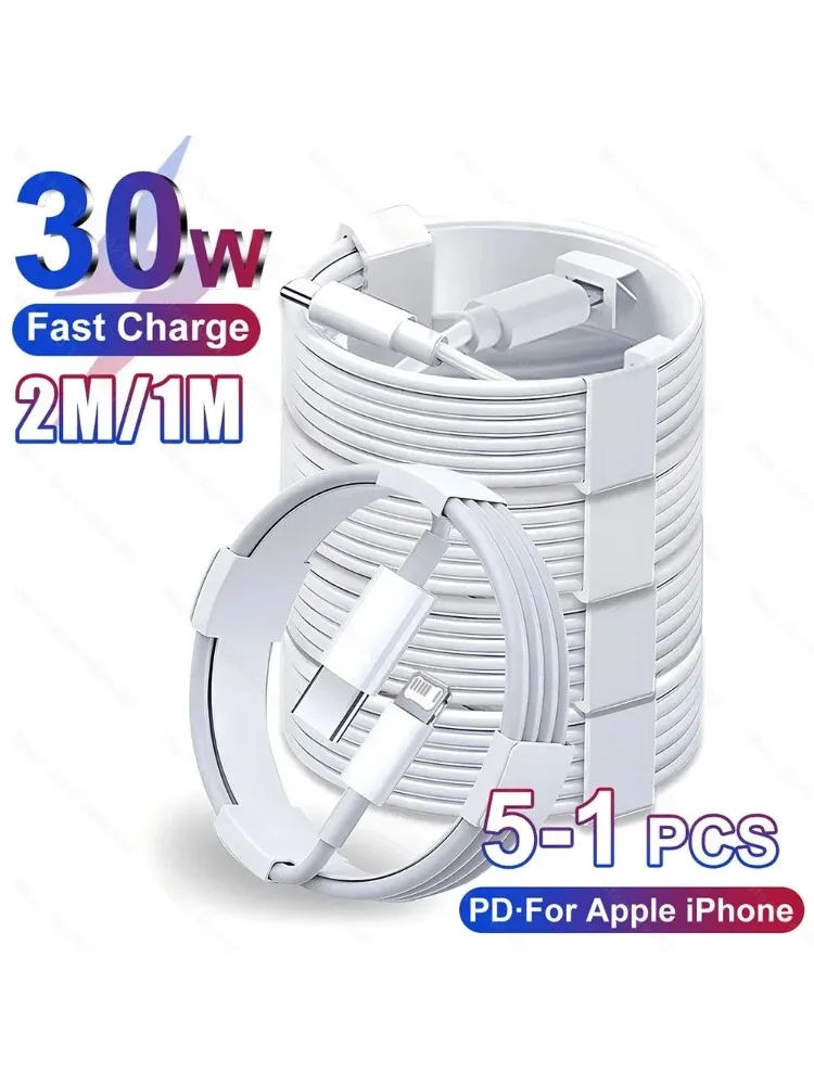 5-1 Stück 30W Schnellladekabel für iPhone 13 12 11 14 Pro Max Mini USB-C-Kabel für X XR XS MAX 7 8 14 Plus 6 Zubehör