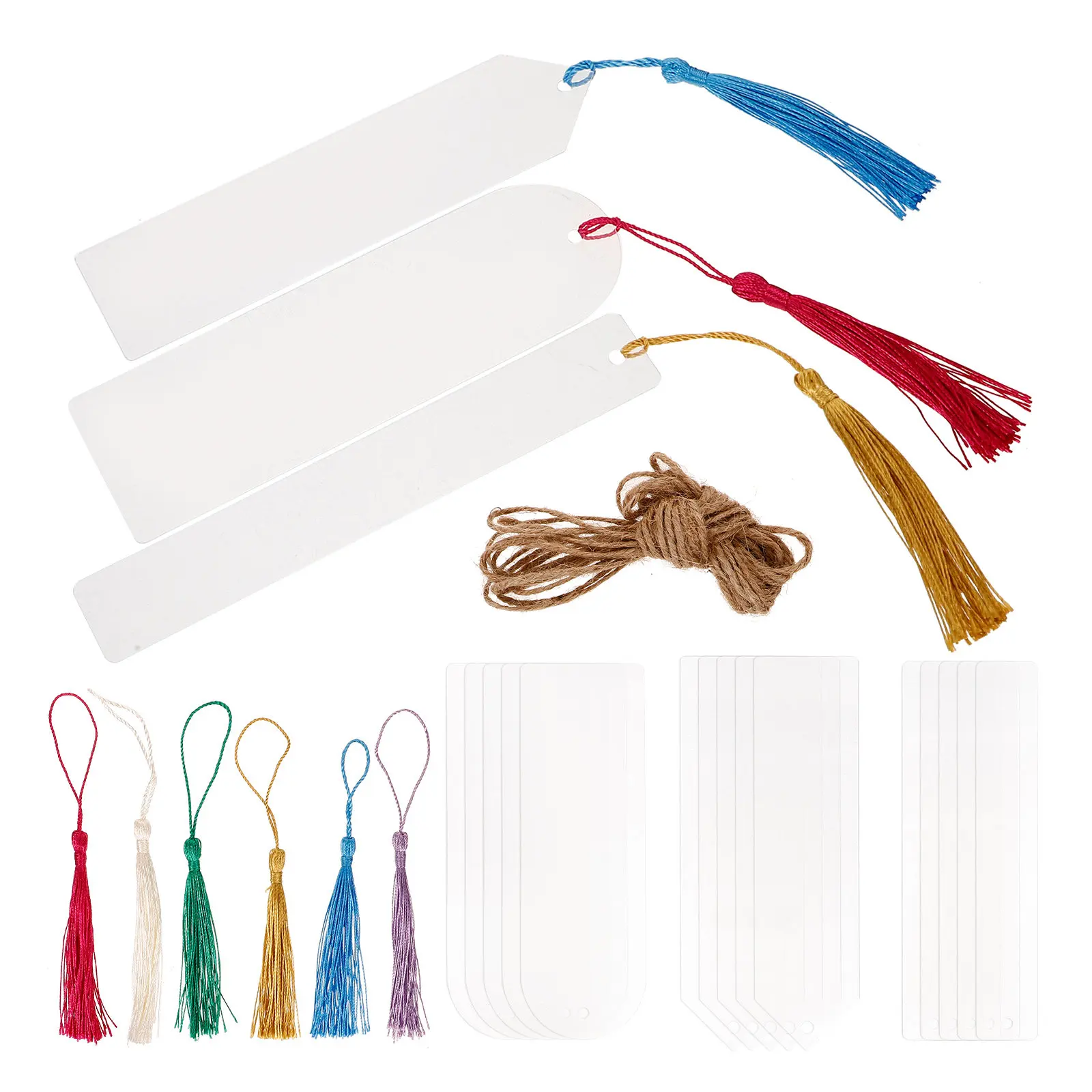 

30 комплектов прозрачных акриловых закладок с кисточками, тонкие и легкие, для сумок, рюкзаков, карманов, книг