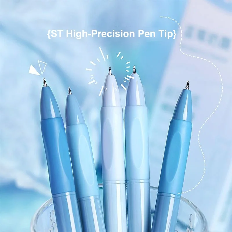 5PC Box Neutral Pens Press the Pen Semi Transparent Hand Guard to Press the Telescopic Gel Pen Balck Ink Glass fountain pen