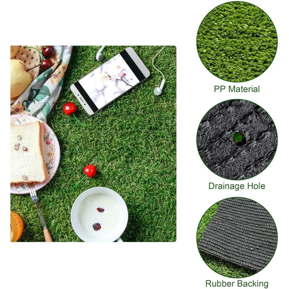 4 PCs 65 x 3 Ft Artificial Turf Grass Rug Indoor Outdoor Event Balcony Deck Patio Decor Gym Fake Lawn Mat 780 Sq.Ft