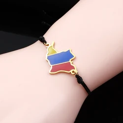 Colombia Map Flag Rope Bracelet Women Girls Jewelry
