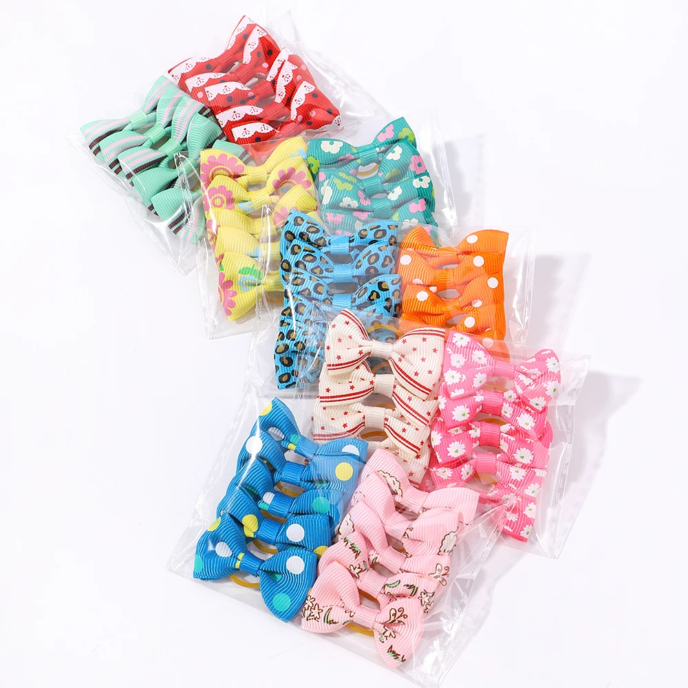 

10pcs New Mini Print Bowknot Girls Baby Hair Accessories Princess Headwear Kids Elastic Hair Bands Headdress Newborn Hair Ropes