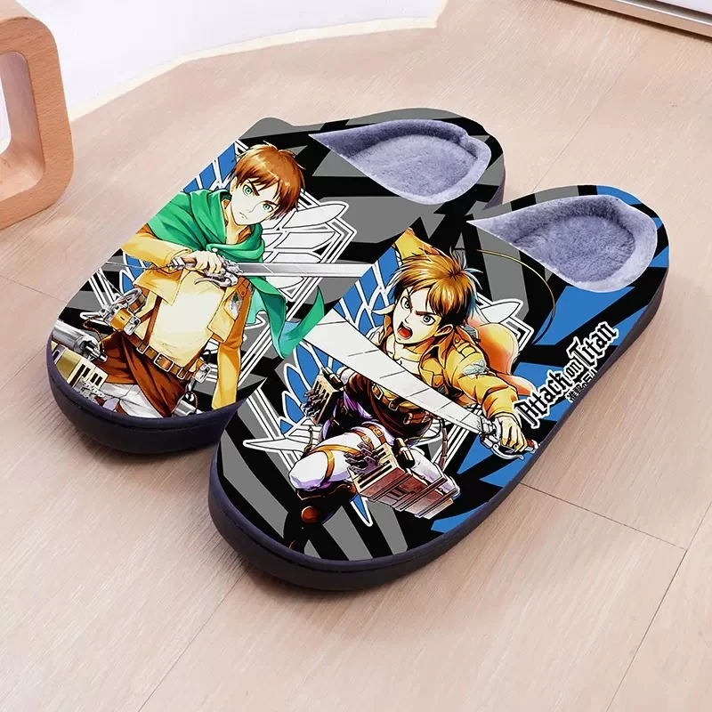 

Winter Warm Slipeers for Men Women Kids Anime Attack On Titan Eren Mikasa Erwin Levi Cosplay Indoor Cartoon Slippers