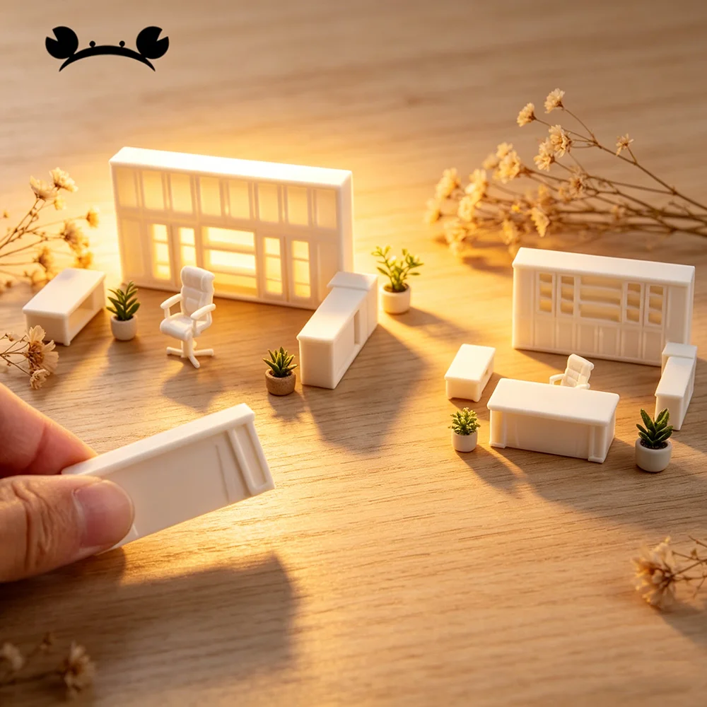 5pcs/set Dollhouse Furniture Architecture Material 1/50 1/75 Miniature Table Chair Bookshelf Cupboard Cabinet Model Building kit