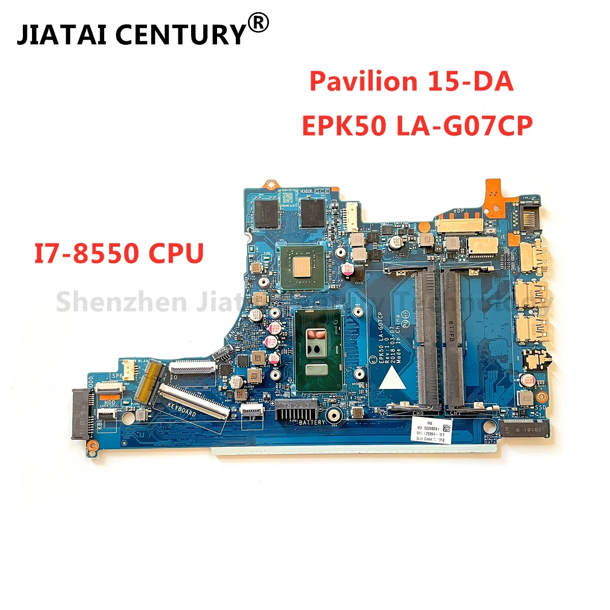 

For HP Pavilion 15-DA 15Z-DA Laptop Motherboard ZPK50 LA-G07BP LA-G07CP Mainboard With I7-8550U CPU 2GB-GPU DDR4 100% Fully Test