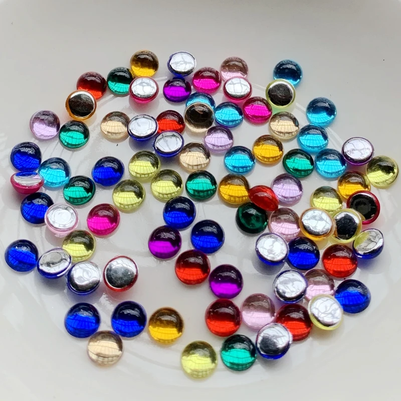 6mm semicircle Acrylic flat back nail art mobile phone decorative jewelry making accessories  nail rhinestones  nail supplies