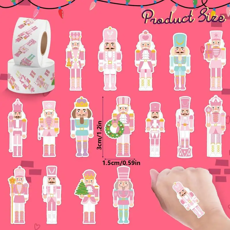 500Pcs Christmas Cartoon Nutcracker King And Soldier Decals Christmas Nutcracker Stickers Cute Stationery Decoration