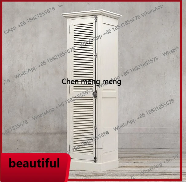 

X White retro solid wood oak dining edge, single door louver door independent wardrobe
