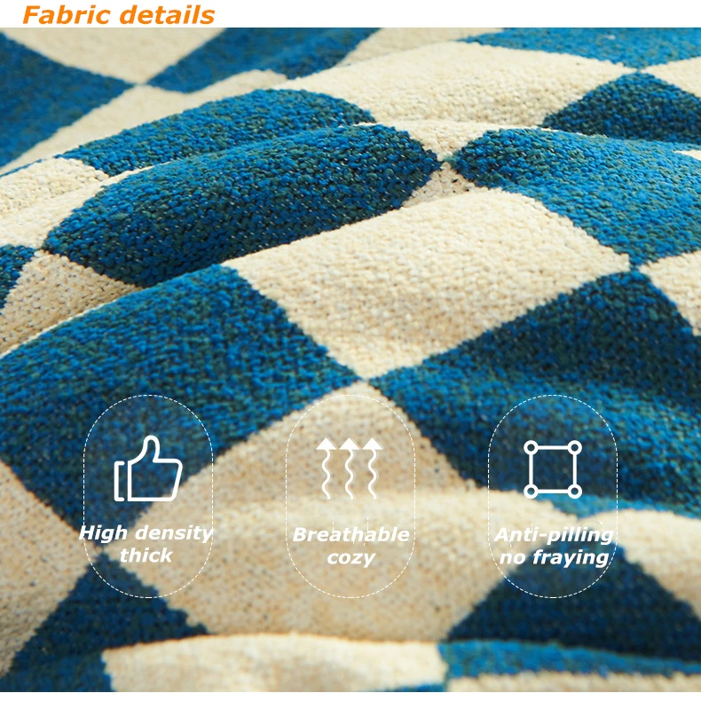 High Density Thick Chenille Pillows Case Ultra Soft Both Sides Chess Board Plaids Pattern Cushion Case Decor Couch Throw Pillows