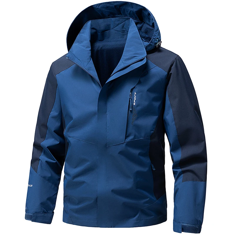 

New Men's Casual Cargo Jacket Spring Autumn Waterproof Hooded Windbreaker Lightweight Coat Men Outdoor Daily Wear Hiking Camping