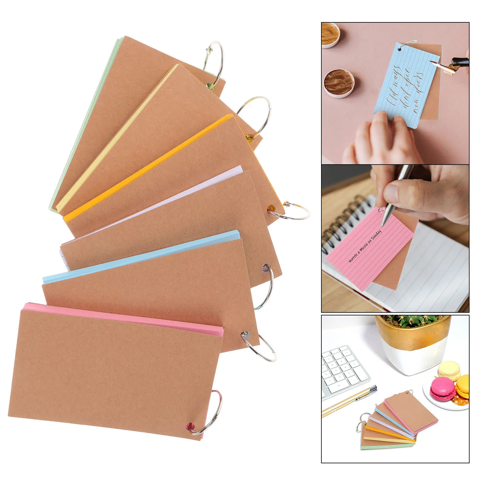 

1 set 1 Set Index Cards Bulk Hole-Punched Ring Smooth Writing Paper For College School Supplies Flashcards Studying Essentials
